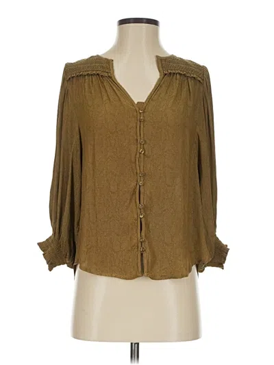 Pre-owned By Anthropologie Long Sleeve Blouse In Brown
