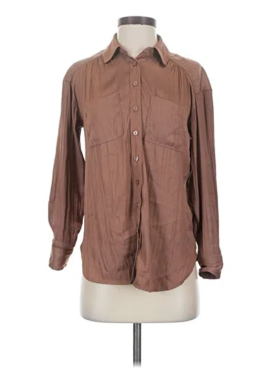 Pre-owned By Anthropologie Long Sleeve Blouse In Brown
