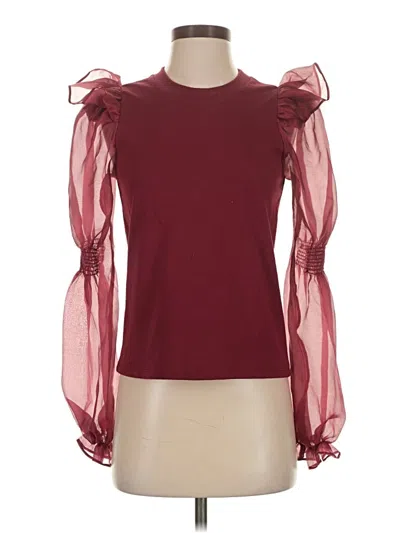 Pre-owned By Anthropologie Long Sleeve Blouse In Burgundy