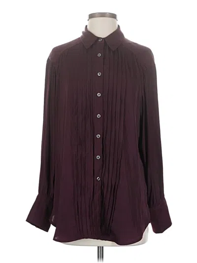 Pre-owned By Anthropologie Long Sleeve Blouse In Burgundy