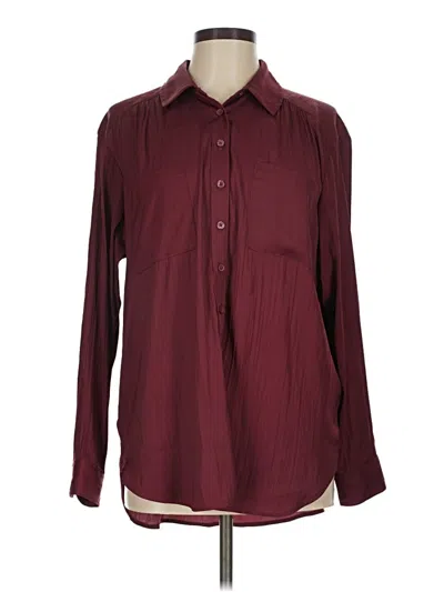 Pre-owned By Anthropologie Long Sleeve Blouse In Burgundy