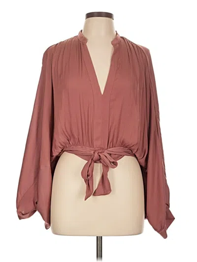 Pre-owned By Anthropologie Long Sleeve Blouse In Burgundy
