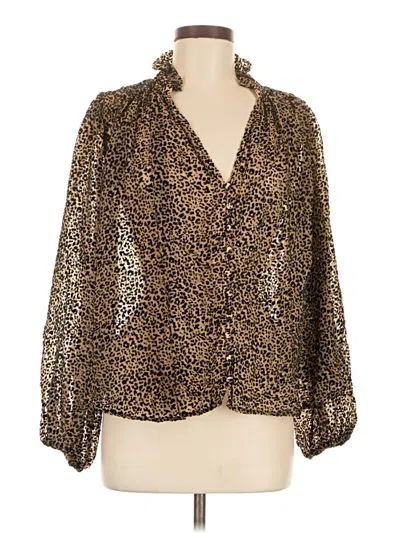 Pre-owned By Anthropologie Long Sleeve Blouse In Gold