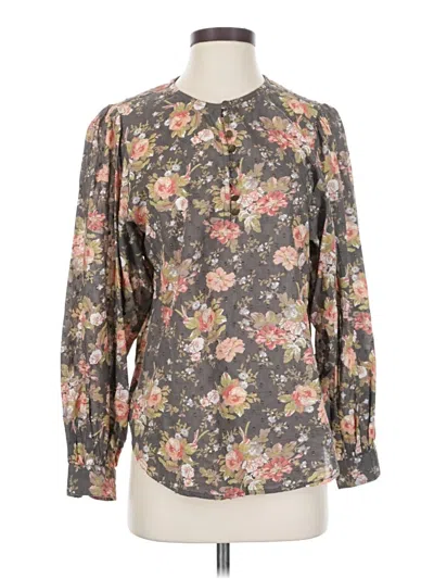 Pre-owned By Anthropologie Long Sleeve Blouse In Gray