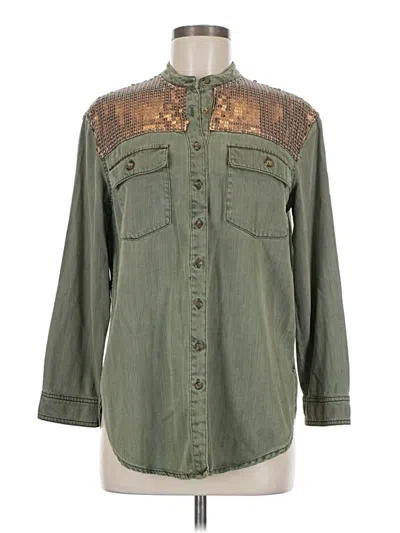 Pre-owned By Anthropologie Long Sleeve Blouse In Green