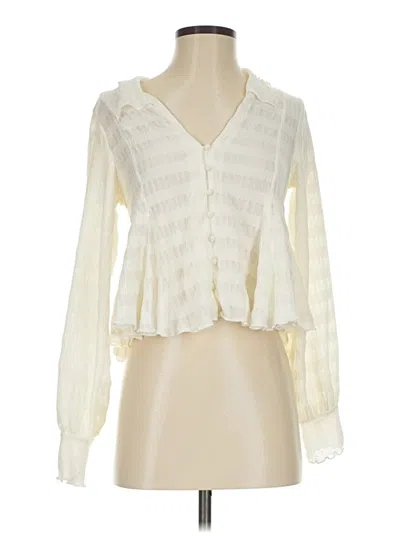 Pre-owned By Anthropologie Long Sleeve Blouse In Ivory