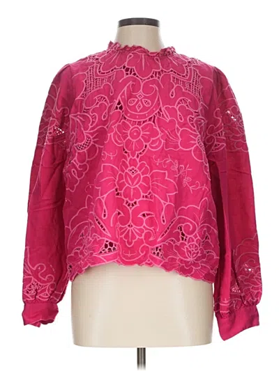 Pre-owned By Anthropologie Long Sleeve Blouse In Pink