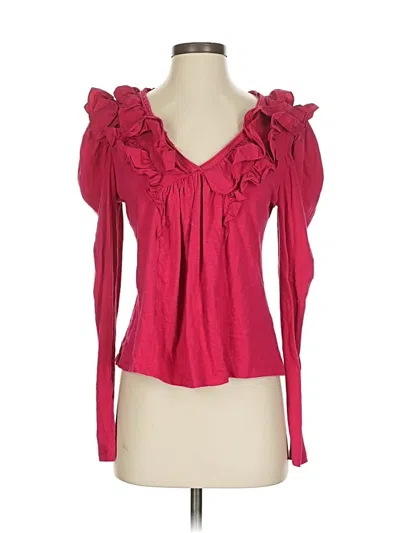 Pre-owned By Anthropologie Long Sleeve Blouse In Red