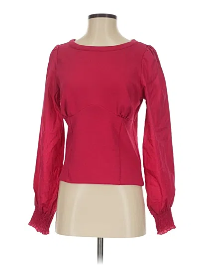 Pre-owned By Anthropologie Long Sleeve Blouse In Red