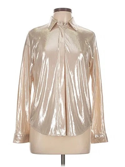 Pre-owned By Anthropologie Long Sleeve Blouse In Silver