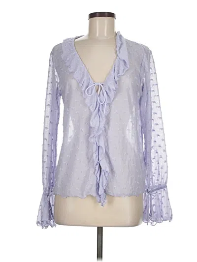 Pre-owned By Anthropologie Long Sleeve Blouse In Silver