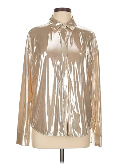 Pre-owned By Anthropologie Long Sleeve Blouse In Silver
