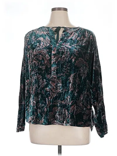Pre-owned By Anthropologie Long Sleeve Blouse In Teal