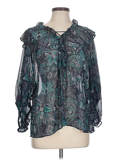 Pre-owned By Anthropologie Long Sleeve Blouse In Teal