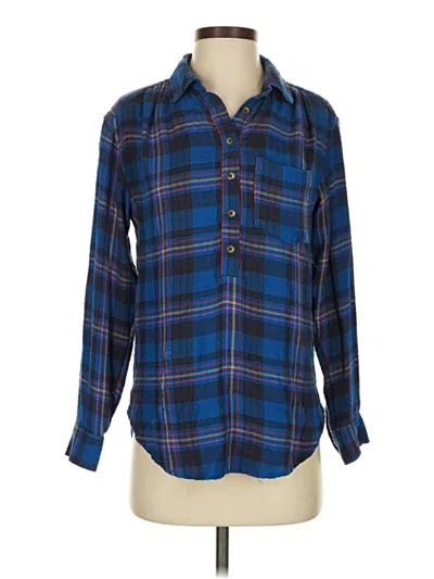 Pre-owned By Anthropologie Long Sleeve Button Down Shirt In Blue