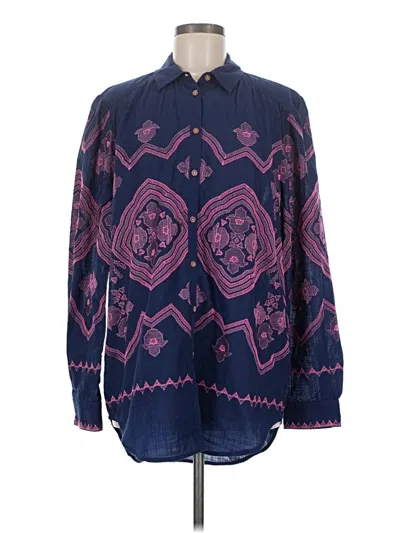 Pre-owned By Anthropologie Long Sleeve Button Down Shirt In Blue
