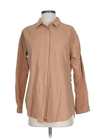 Pre-owned By Anthropologie Long Sleeve Button Down Shirt In Brown