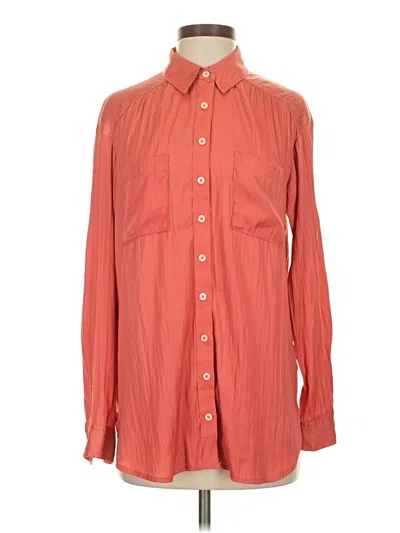 Pre-owned By Anthropologie Long Sleeve Button Down Shirt In Orange