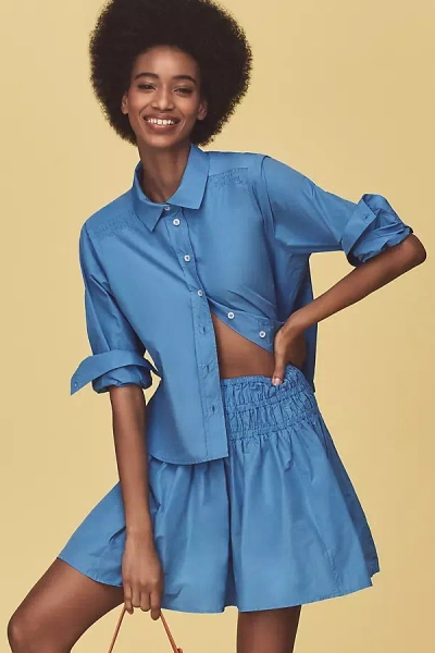 By Anthropologie Long-sleeve Hardware Buttondown Blouse In Blue