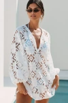 By Anthropologie Long-sleeve Lace Cutout Kaftan