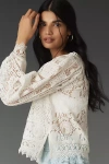 By Anthropologie Long-sleeve Lace Patches Blouse In White