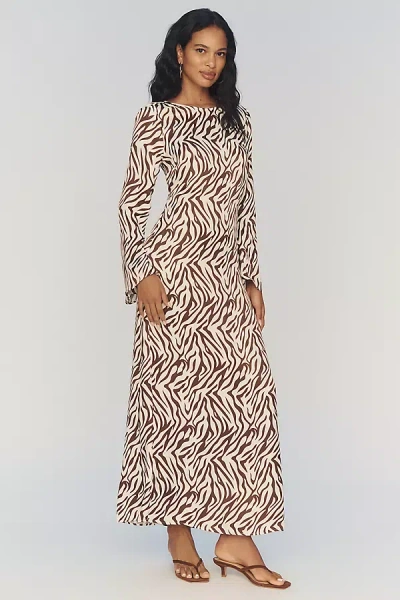 By Anthropologie Long-sleeve Maxi Slip Dress In Black