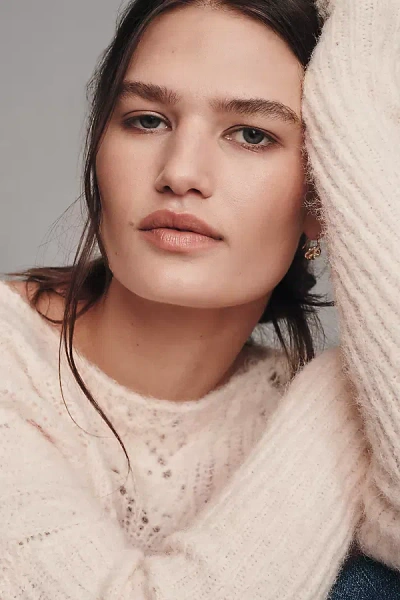 By Anthropologie Long-sleeve Pointelle Sweater In Neutral