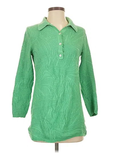 Pre-owned By Anthropologie Long Sleeve Polo In Green