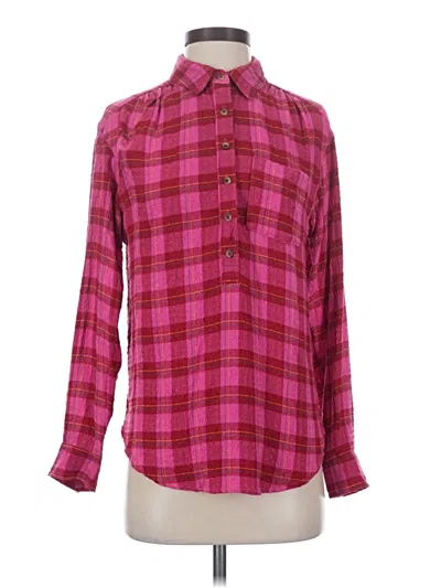 Pre-owned By Anthropologie Long Sleeve Polo In Pink