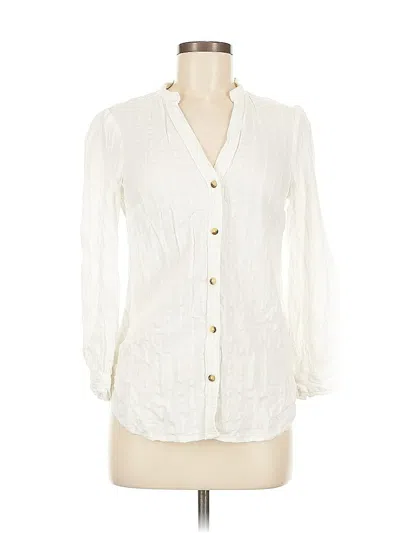 Pre-owned By Anthropologie Long Sleeve Polo In White
