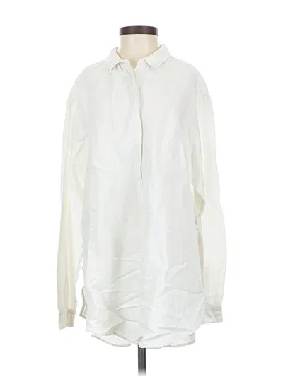 Pre-owned By Anthropologie Long Sleeve Polo In White