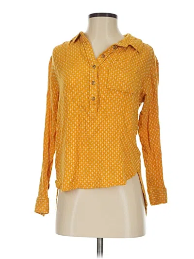 Pre-owned By Anthropologie Long Sleeve Polo In Yellow