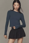 By Anthropologie Long-sleeve Raw-edge Baby Tee In Blue