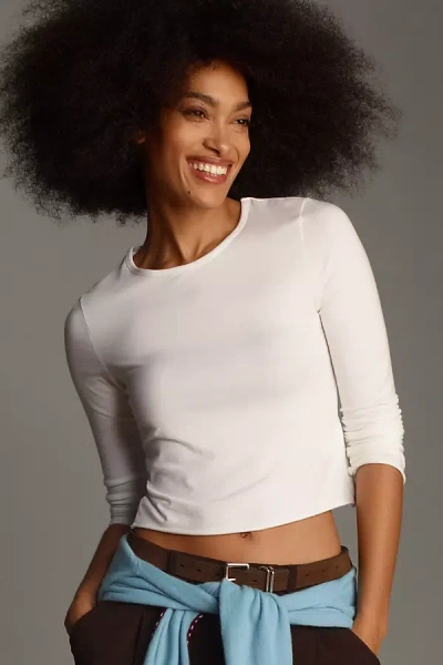 By Anthropologie Long-sleeve Raw-edge Baby Tee In White