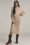 By Anthropologie Long-sleeve Slim Sweater Midi Dress In Beige