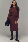 By Anthropologie Long-sleeve Slim Sweater Midi Dress In Brown
