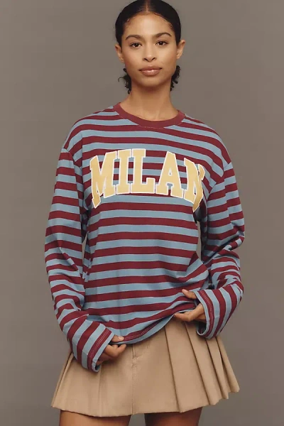 By Anthropologie Long-sleeve Stripe City Top In Multi