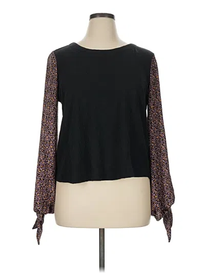 Pre-owned By Anthropologie Long Sleeve Top Black Boatneck Tops