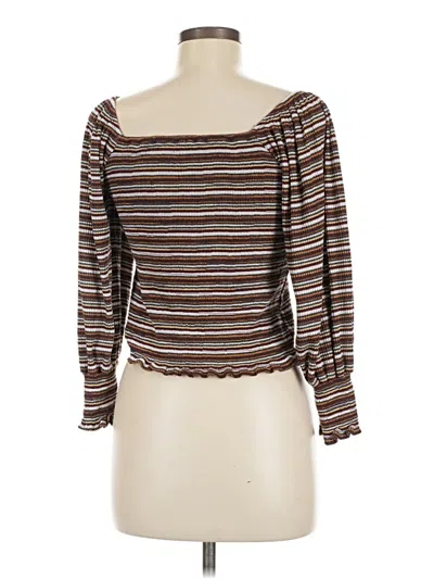 Pre-owned By Anthropologie Long Sleeve Top Brown Boatneck Tops