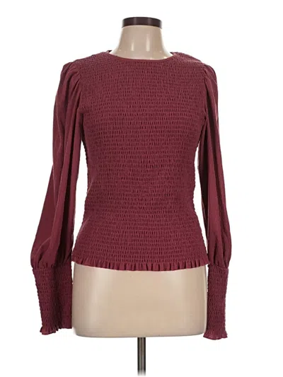 Pre-owned By Anthropologie Long Sleeve Top Burgundy Square Neckline Tops
