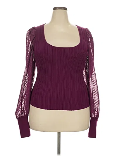 Pre-owned By Anthropologie Long Sleeve Top Burgundy Square Neckline Tops