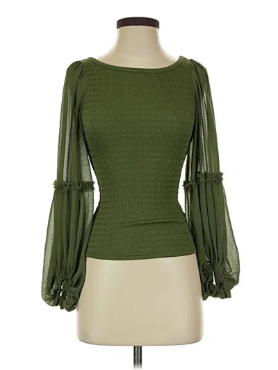 Pre-owned By Anthropologie Long Sleeve Top Green Boatneck Tops