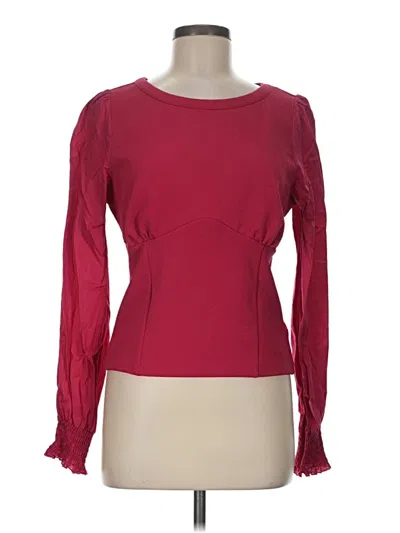 Pre-owned By Anthropologie Long Sleeve Top Pink Boatneck Tops