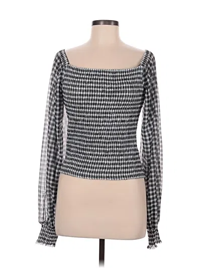 Pre-owned By Anthropologie Long Sleeve Top Silver Square Neckline Tops