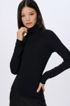 By Anthropologie Long-sleeve Turtleneck Top In Black
