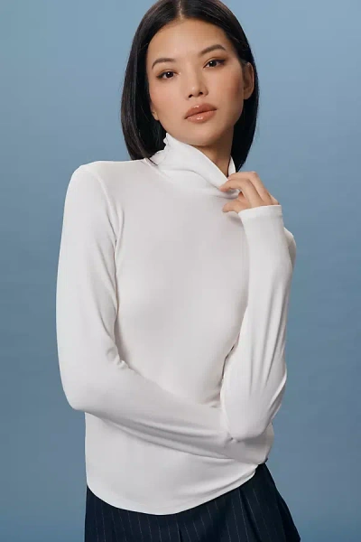 By Anthropologie Long-sleeve Turtleneck Top In White