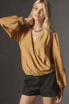 By Anthropologie The Dylon Long-sleeve Wide-placket Top In Brown