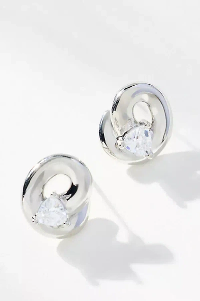 By Anthropologie Looped Crystal Post Earrings In Silver