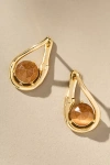 By Anthropologie Looped Stone Huggie Hoop Earrings In Brown