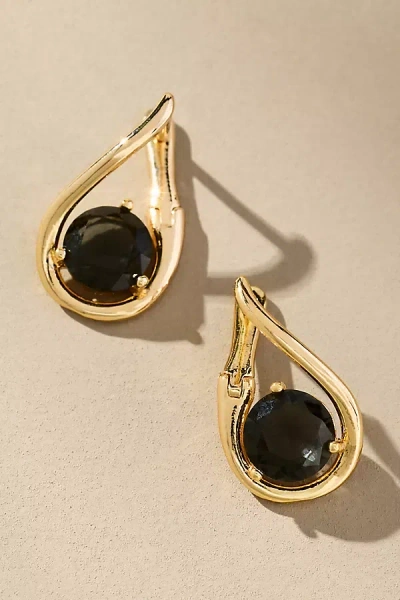 By Anthropologie Looped Stone Huggie Hoop Earrings In Gray